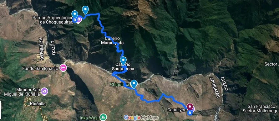 Choquequirao Map | Quinoa Expeditons